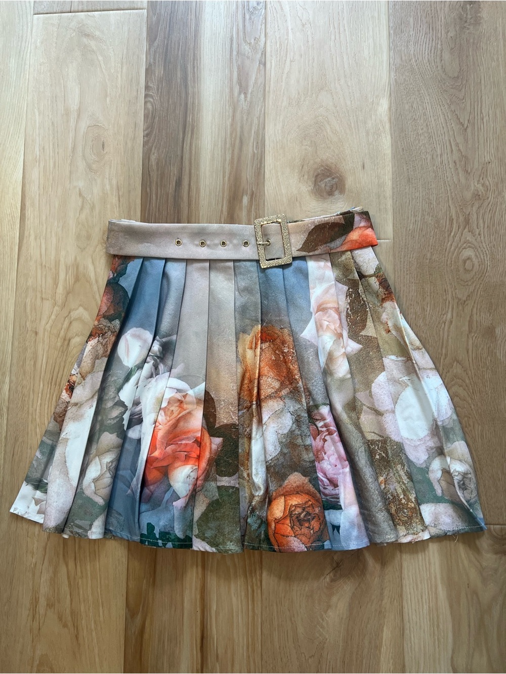 AKIRA Floral Pleated Skater Skirt Mini Belted Small